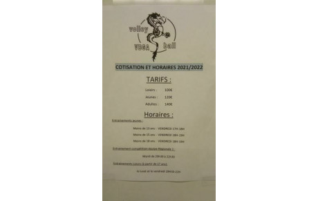 Rappel jours d'entrainements et loisirs